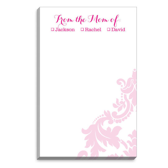 Pink Simple Damask Mommy Notepads